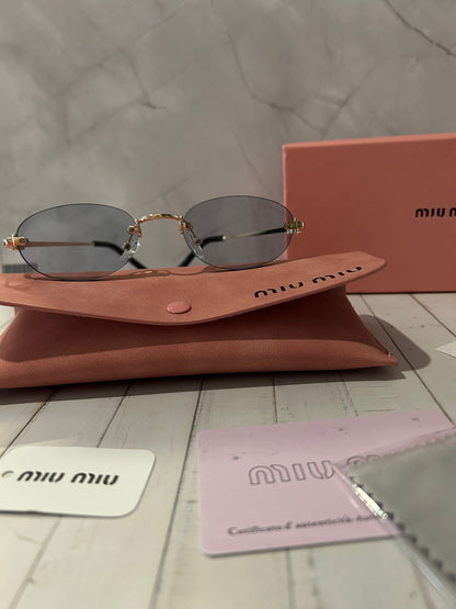 ÓCULOS MIU MIU RIMLESS OVAL – LENTE AZUL PREMIUM COM ENTREGA EM 24H