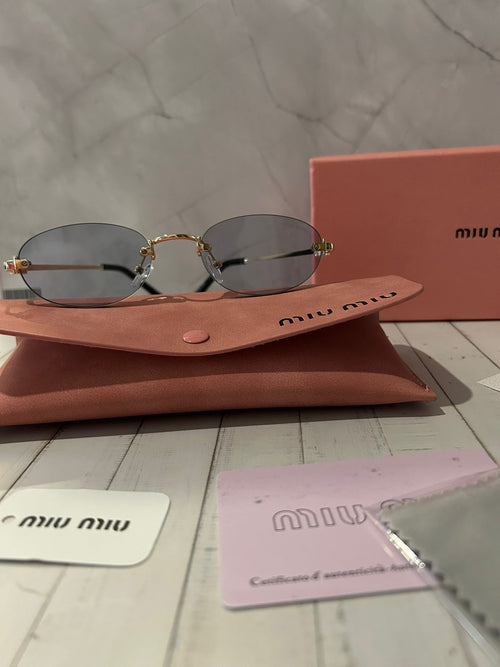 ÓCULOS MIU MIU RIMLESS OVAL – LENTE AZUL PREMIUM COM ENTREGA EM 24H