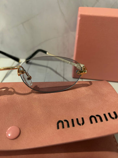 ÓCULOS MIU MIU RIMLESS OVAL – LENTE AZUL PREMIUM COM ENTREGA EM 24H